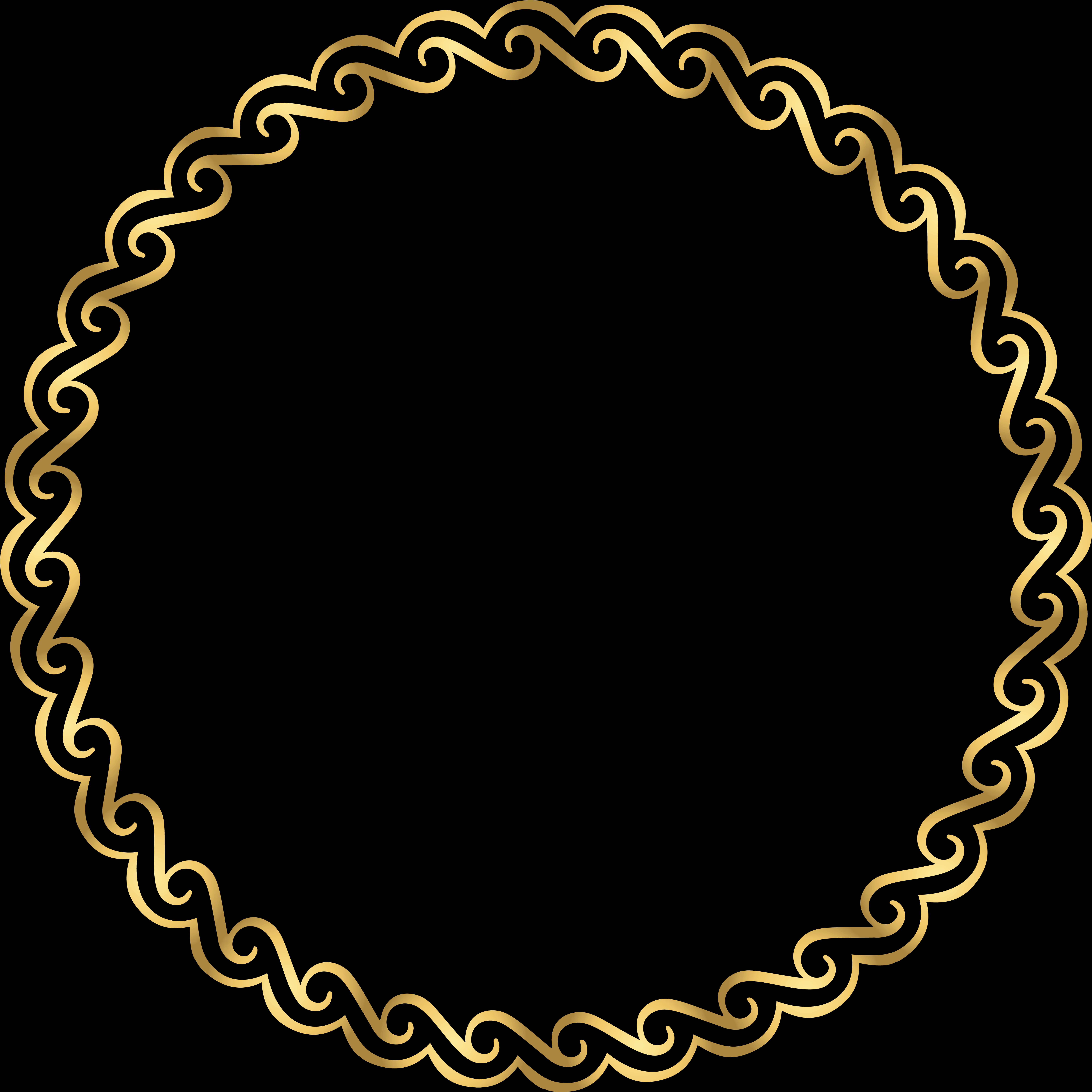 A Gold Circular Frame With A Black Background