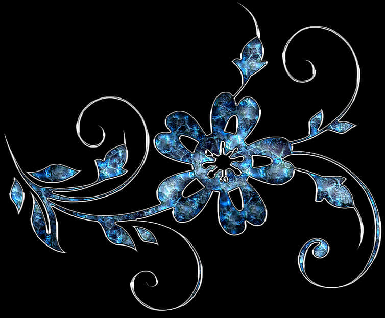 Decor, Ornament, Jewelry, Flower, Blue, Silver - Blue And Silver Flower Png, Transparent Png