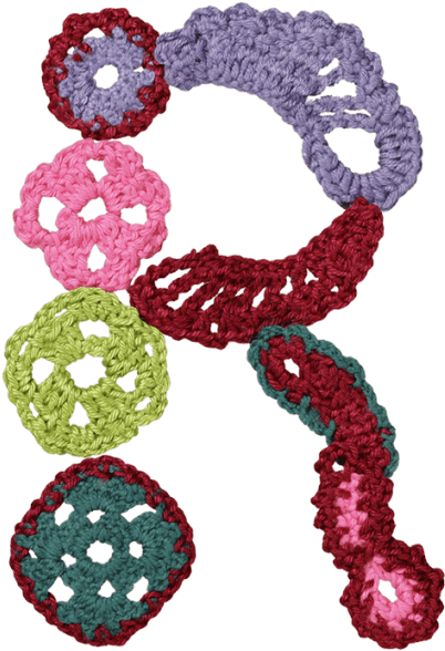 A Colorful Crochet Pattern On A Black Background