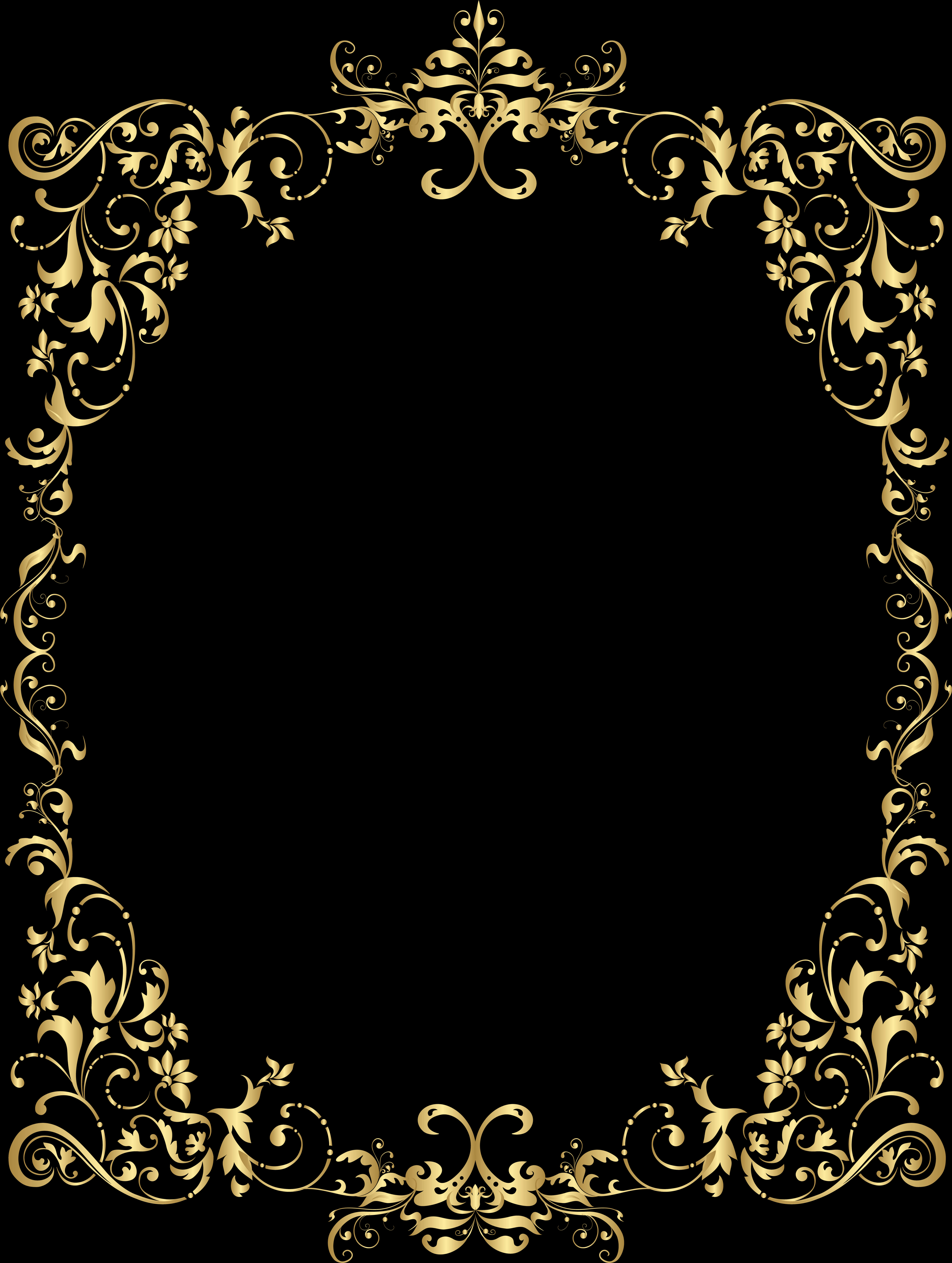A Gold Floral Frame On A Black Background