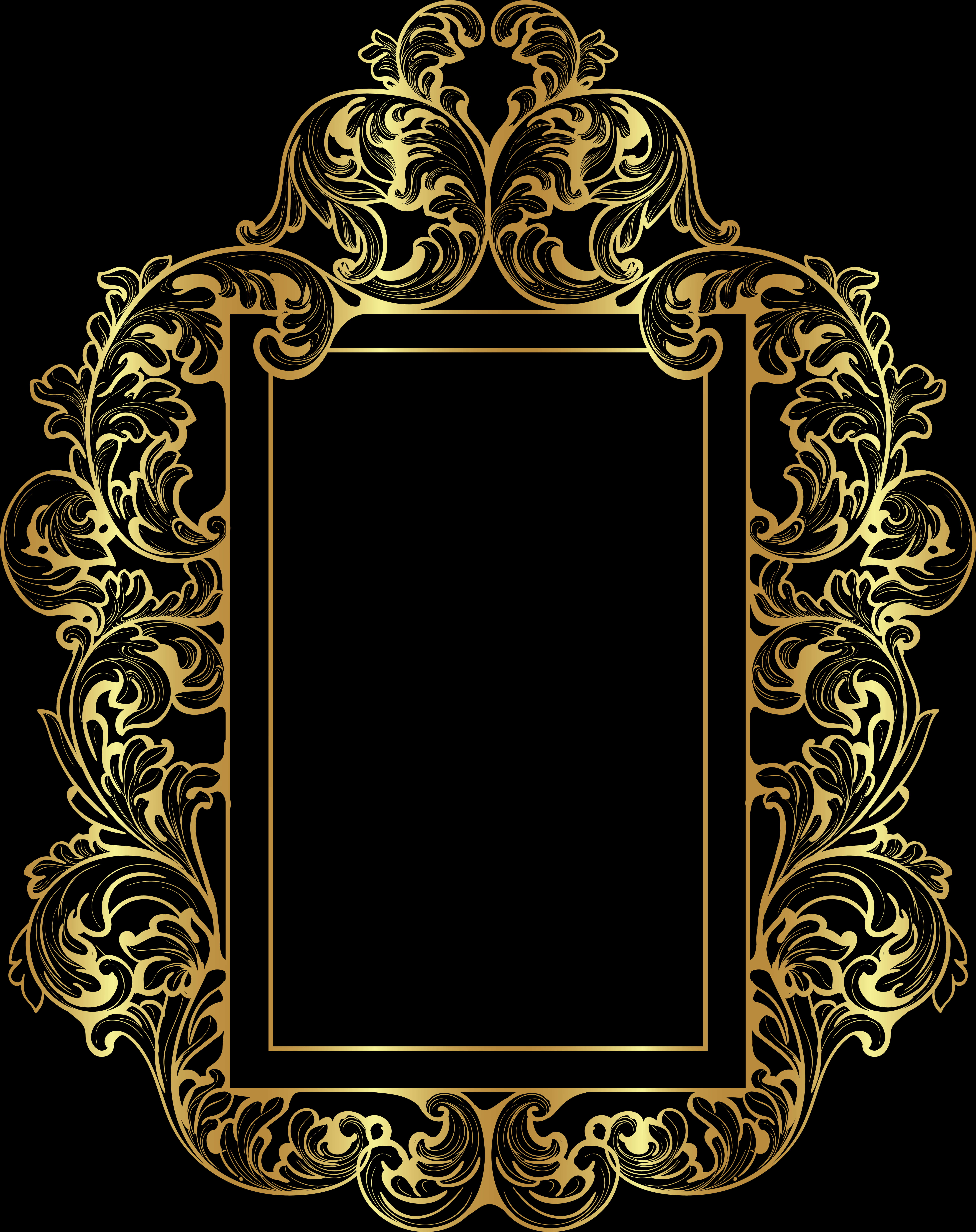 A Gold Ornate Frame With A Black Background