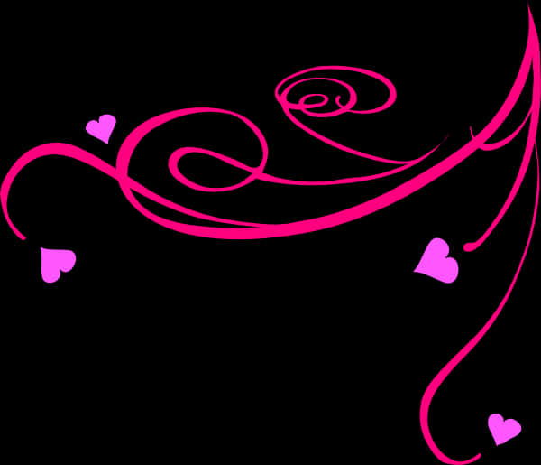 Pink Decorative Line With Hearts