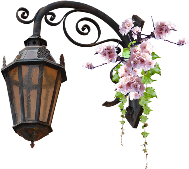 A Lamp Post With Flowers On It