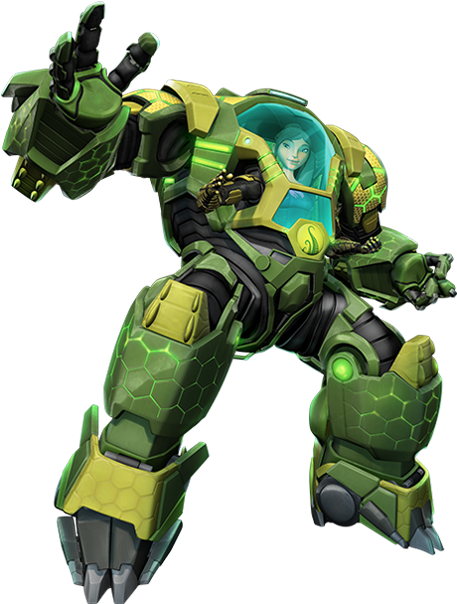 A Cartoon Character In A Green And Yellow Armor