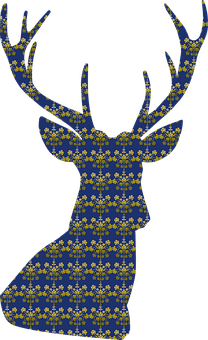 A Blue And Gold Deer Head