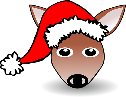 A Cartoon Of A Deer Wearing A Santa Hat