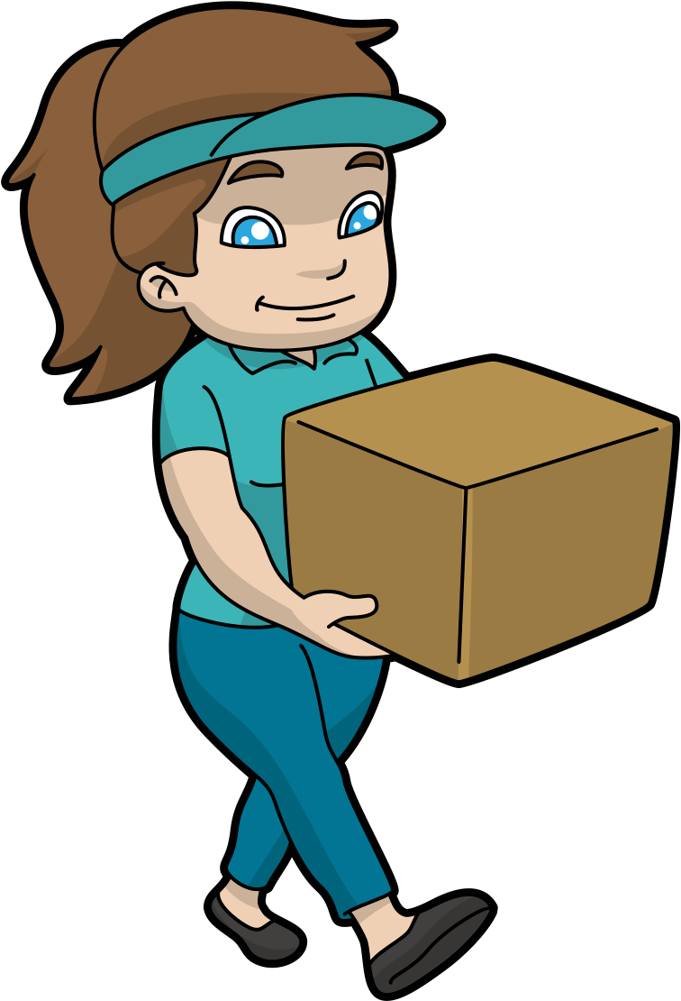 Cartoon Of A Woman Carrying A Box