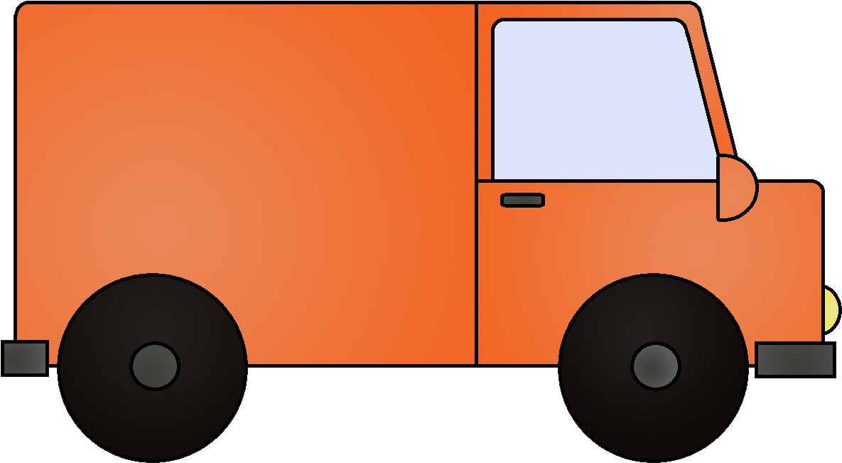 An Orange Truck With Black Wheels