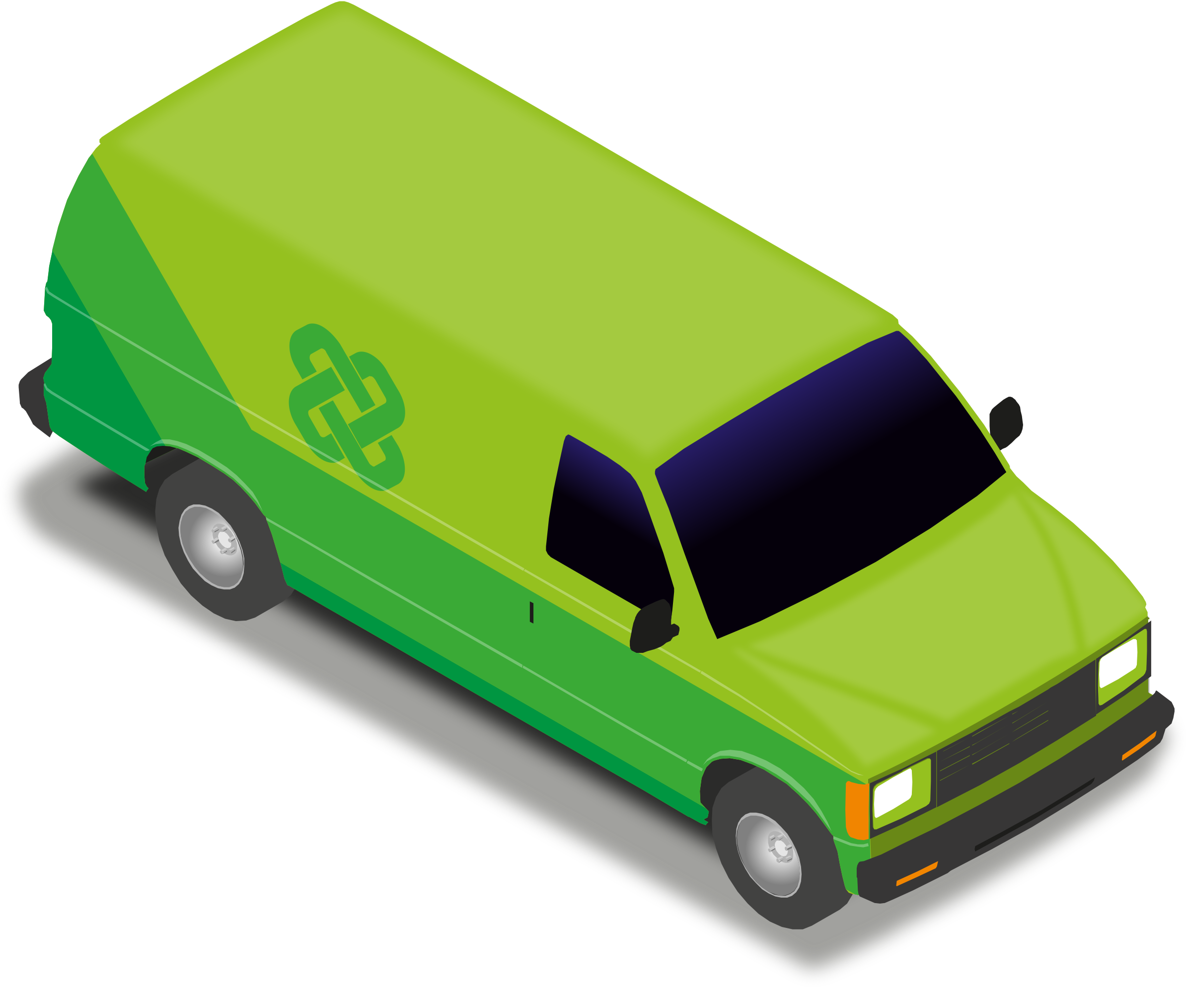 A Green And Black Van