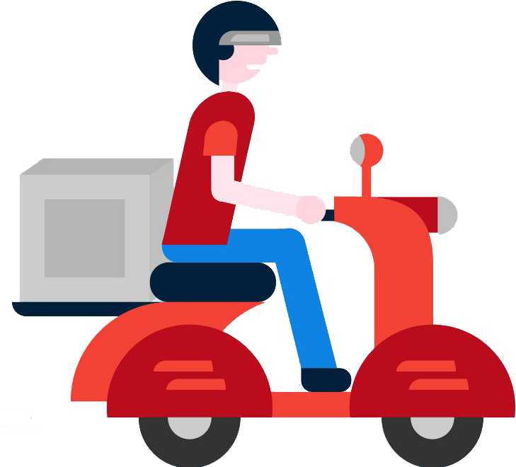 A Man Riding A Red Scooter