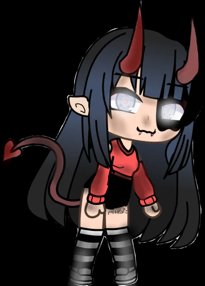 A Cartoon Of A Girl With Horns And A Tail