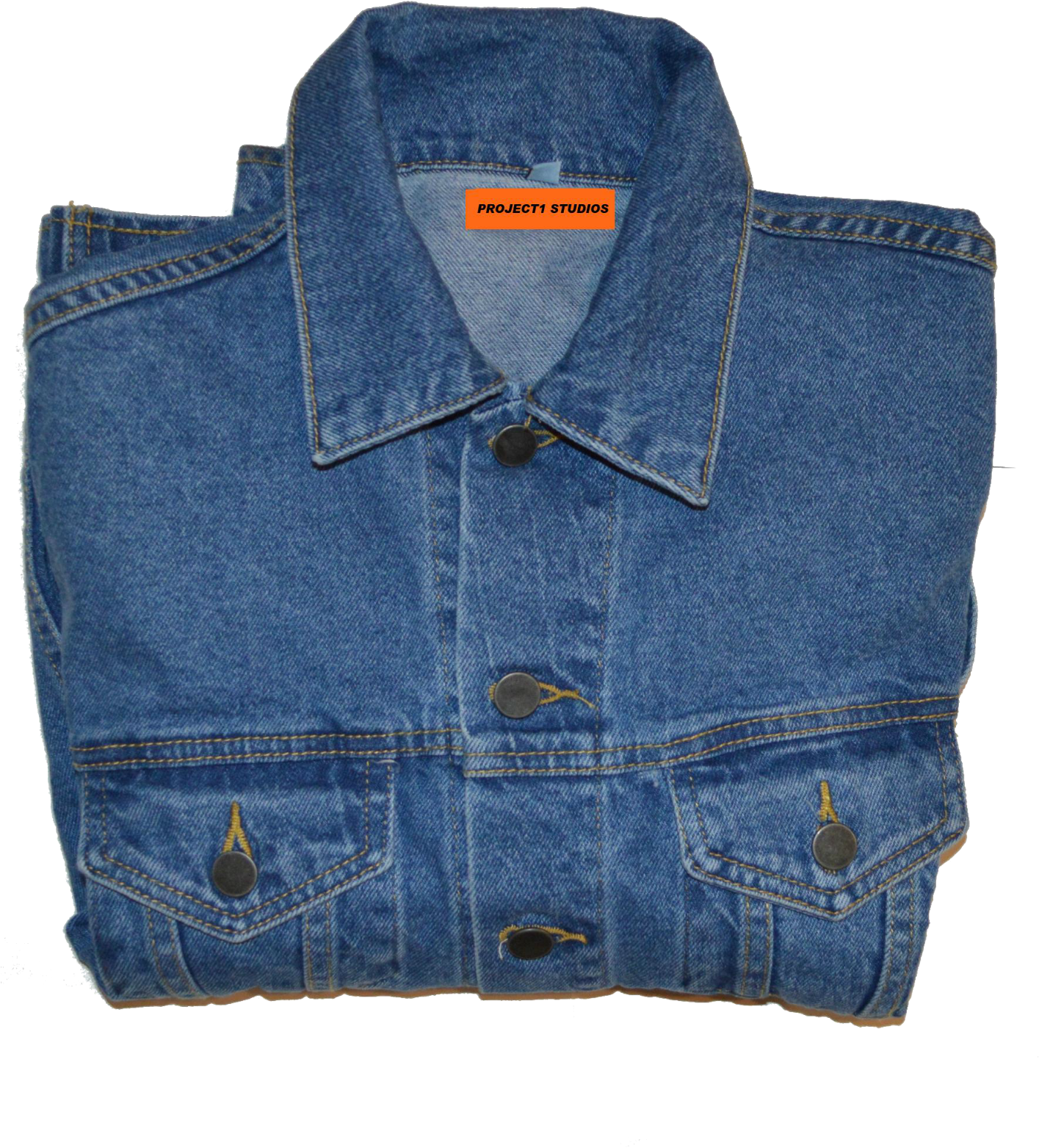 A Folded Denim Jacket With Buttons