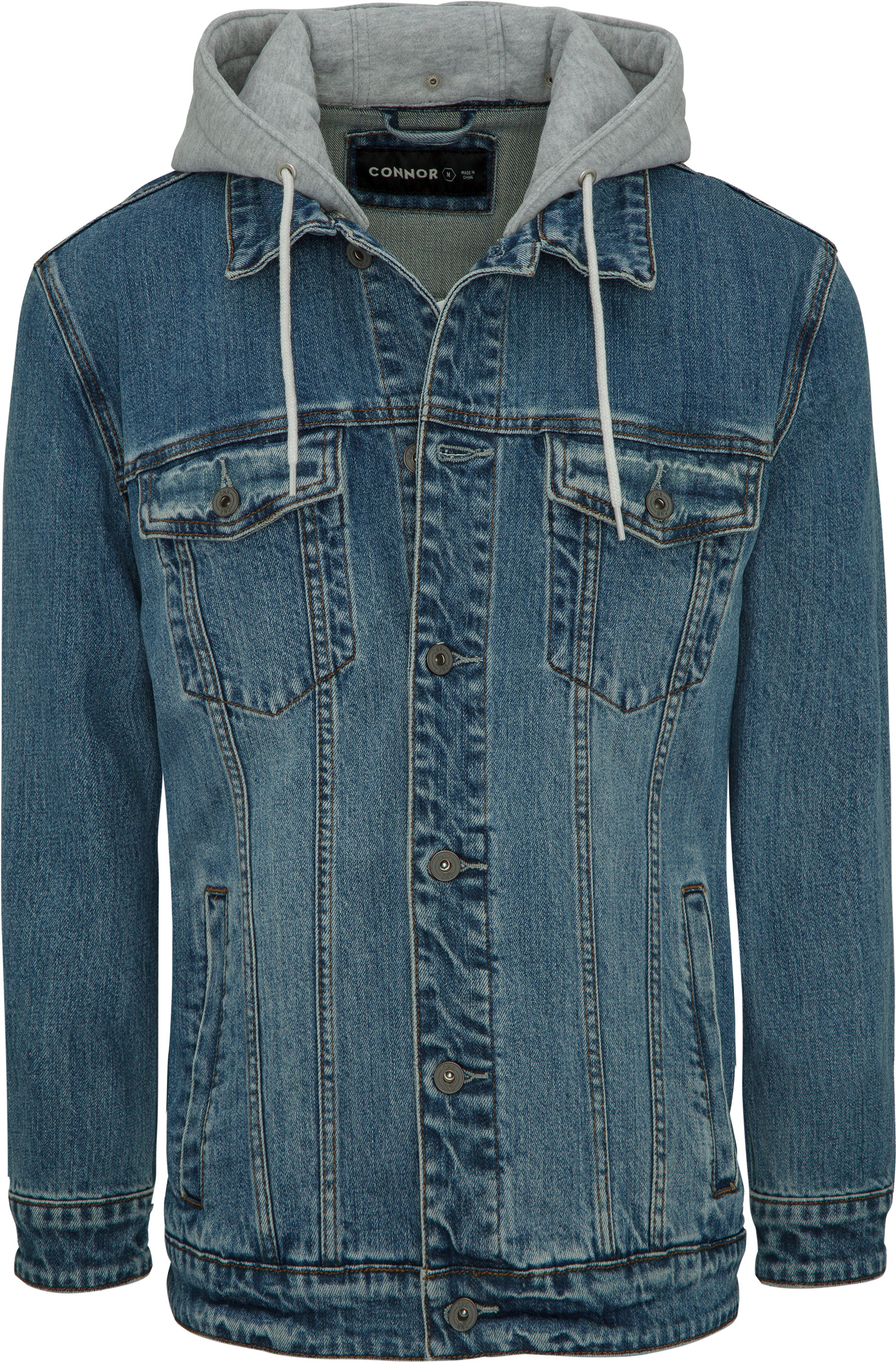 A Denim Jacket With A White String