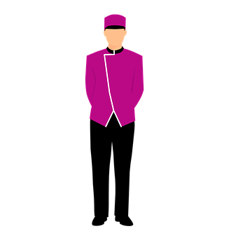A Man Wearing A Purple Jacket And Hat