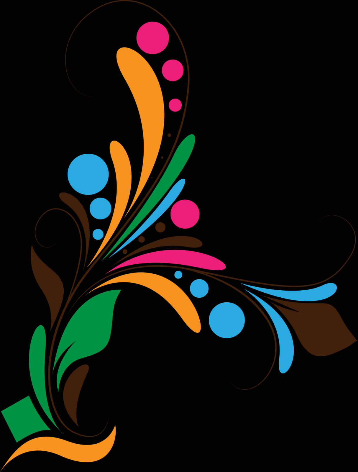 A Colorful Swirly Design On A Black Background