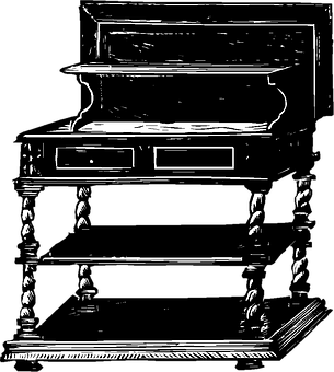 A Black And White Drawing Of A Dresser