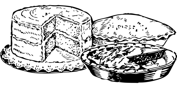 A Black And White Drawing Of A Pie