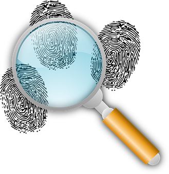 A Magnifying Glass With A Fingerprint Print