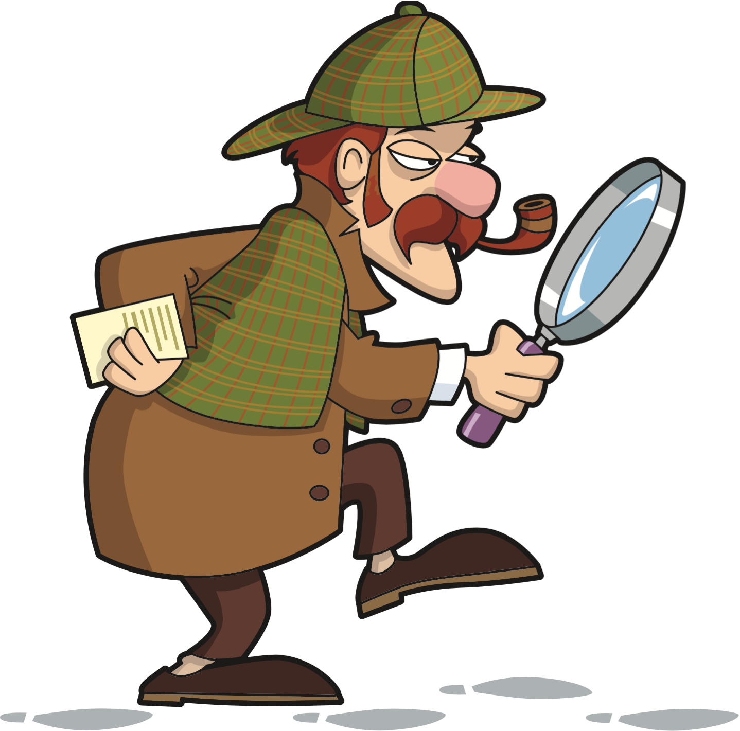 Cartoon Of A Man Holding A Magnifying Glass
