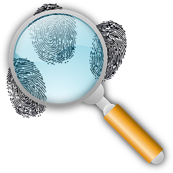 A Magnifying Glass With A Fingerprint