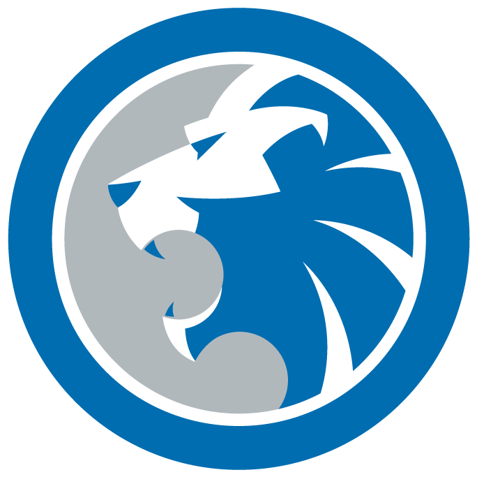A Blue And White Lion Logo