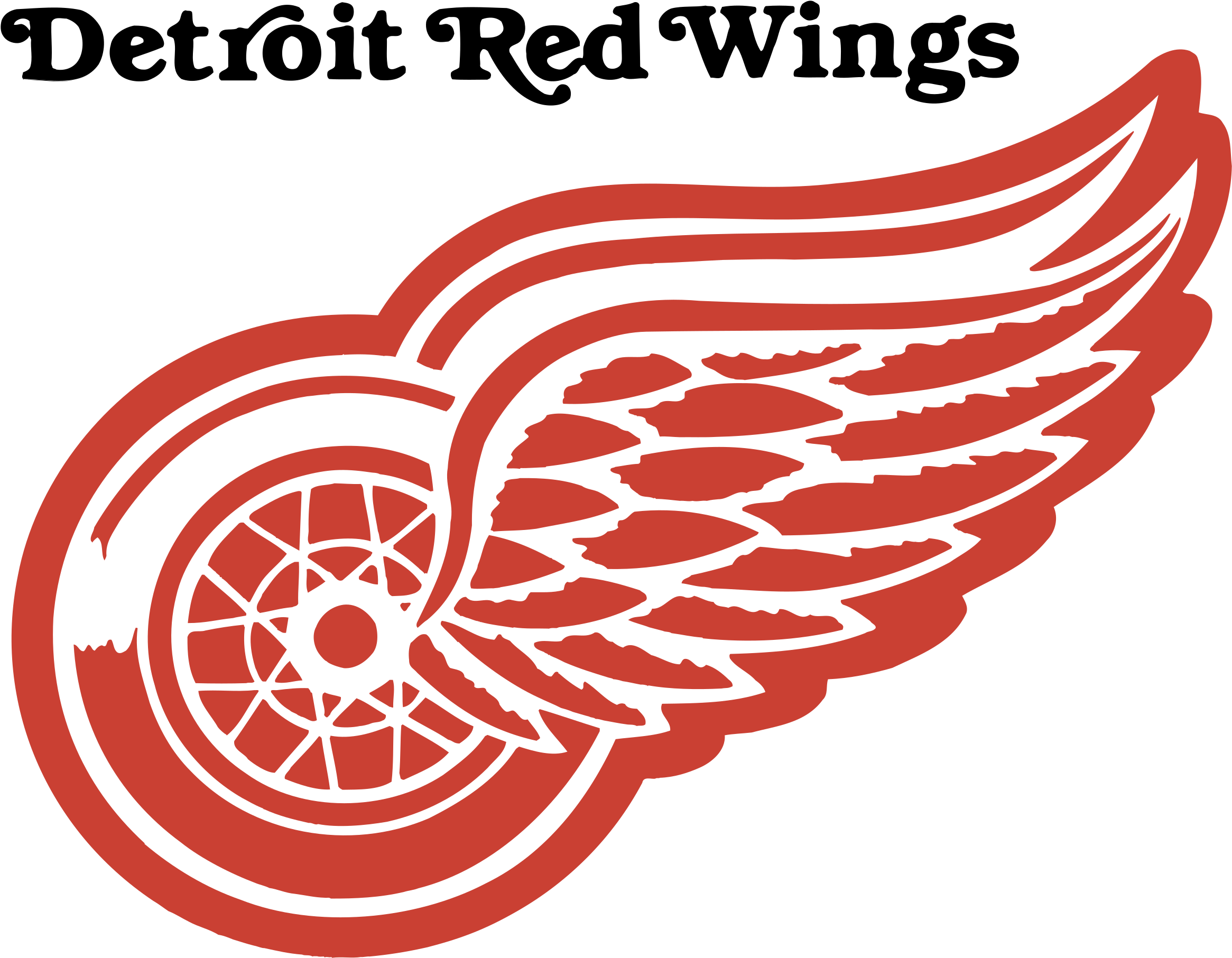 A Red And White Logo With Wings