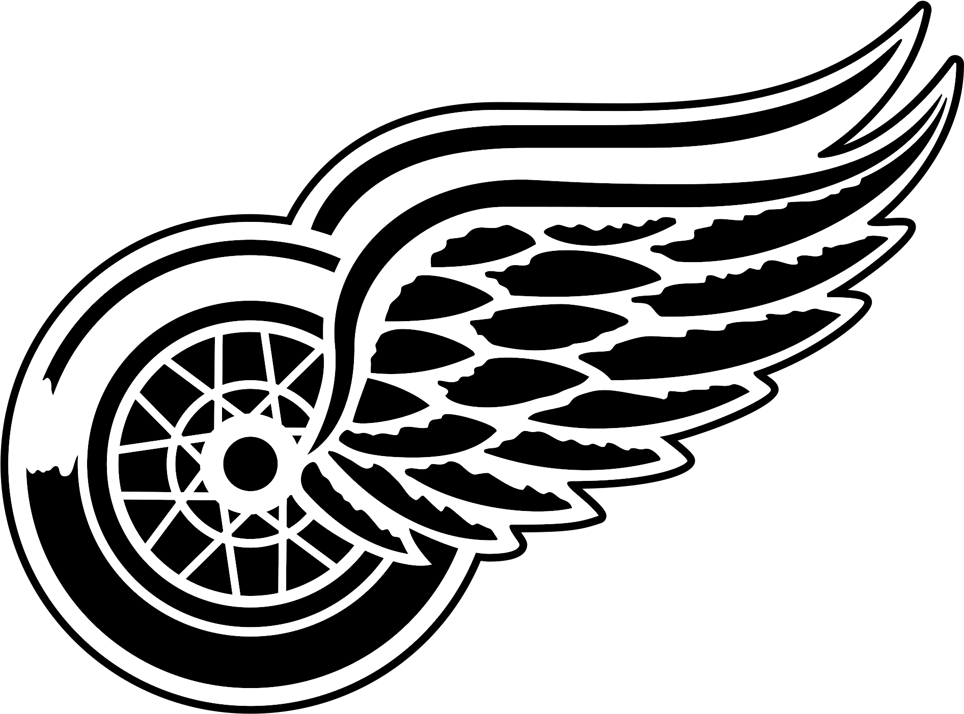 Black Detroit Red Wings Logo
