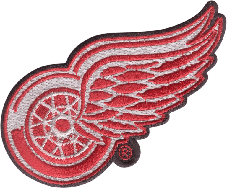 A Red And White Embroidered Logo