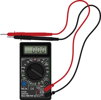 A Digital Multimeter With Red Wires