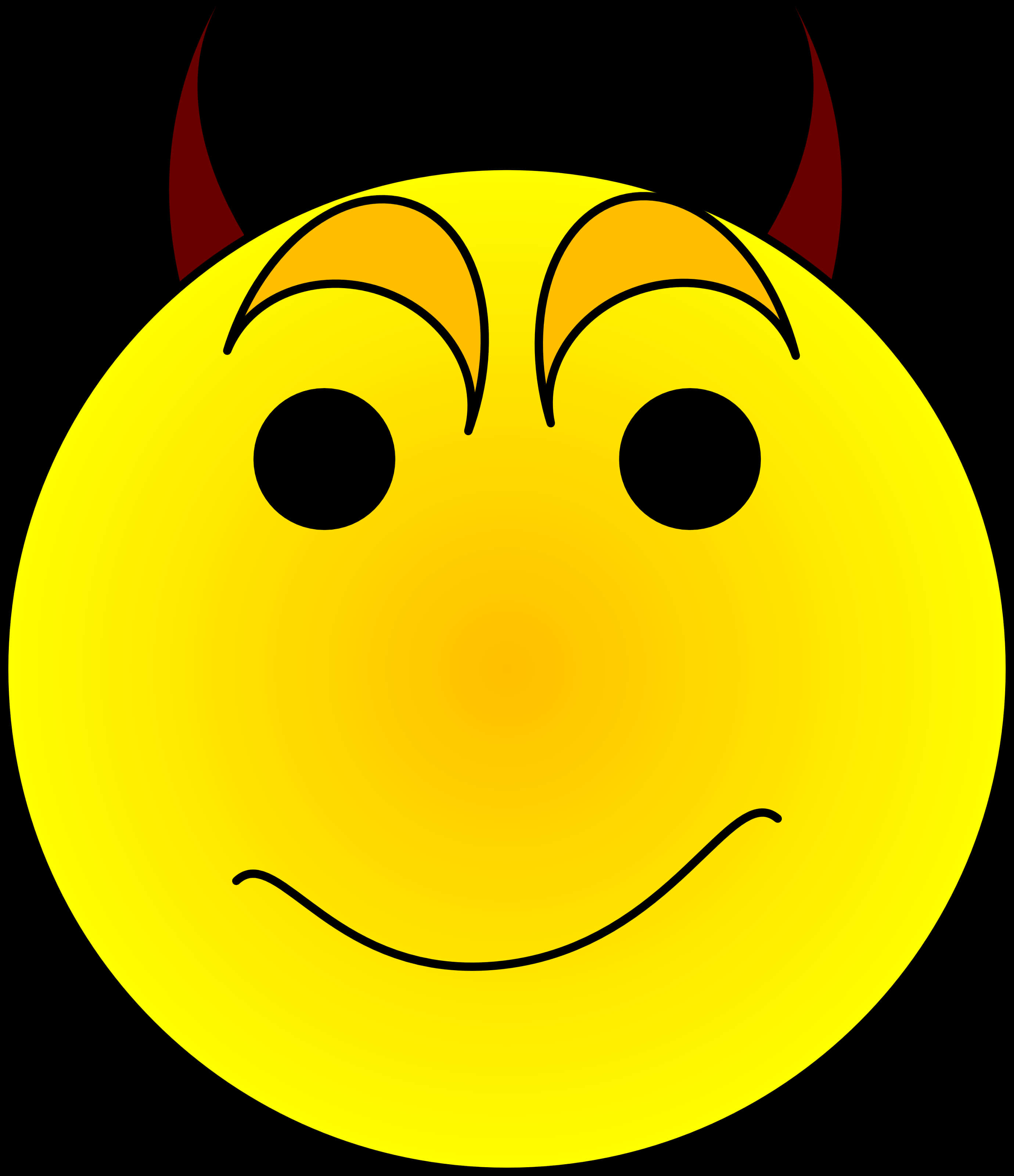 A Yellow Smiley Face With Horns