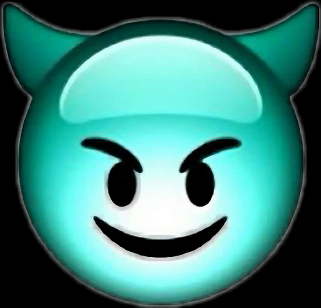 A Blue Emoji With Horns And A Black Background