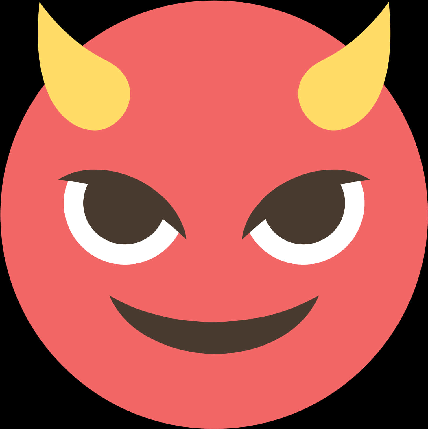 A Red Round Emoji With Yellow Horns
