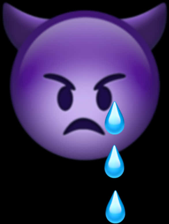 A Purple Emoji With Tears Of Water Falling Down