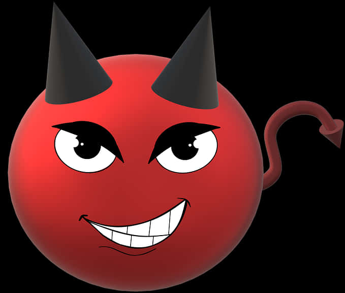 A Red Ball With Horns And A Smiling Face