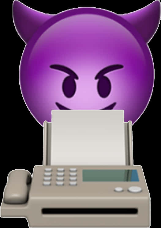 A Fax Machine With A Purple Face