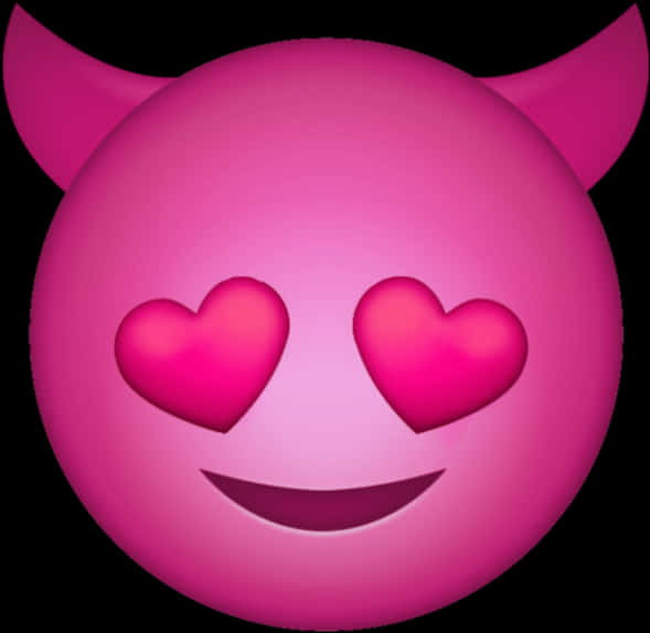 A Pink Emoji With Horns And Hearts