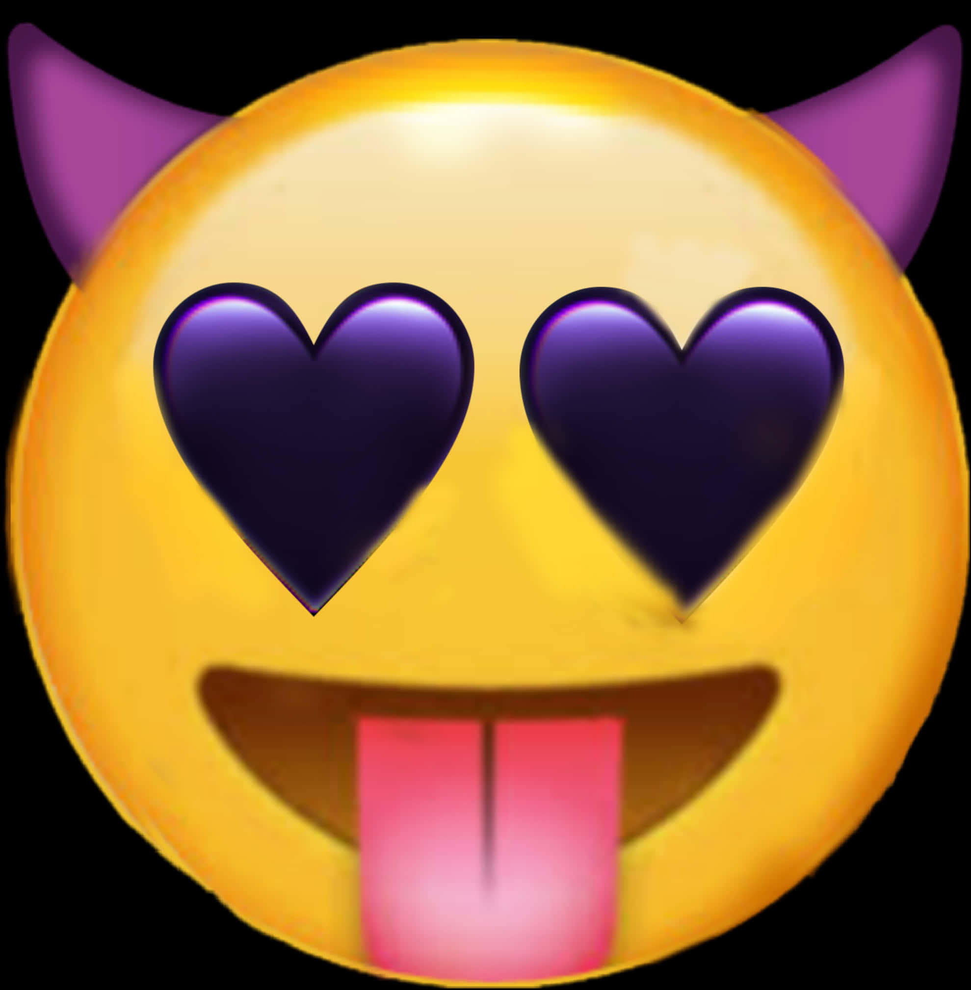 A Yellow Emoji With Horns And Heart Shaped Eyes