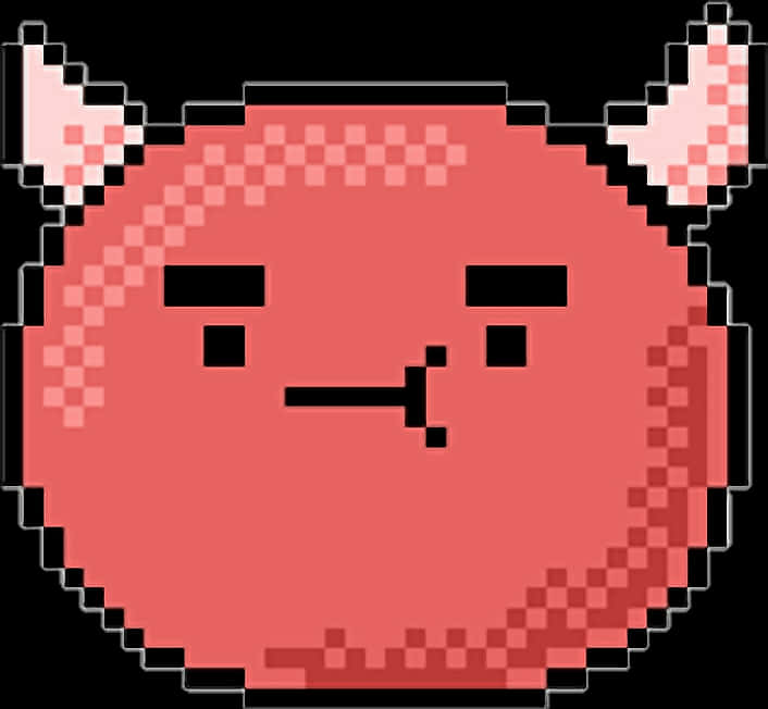 A Cartoon Of A Red Ball With Horns