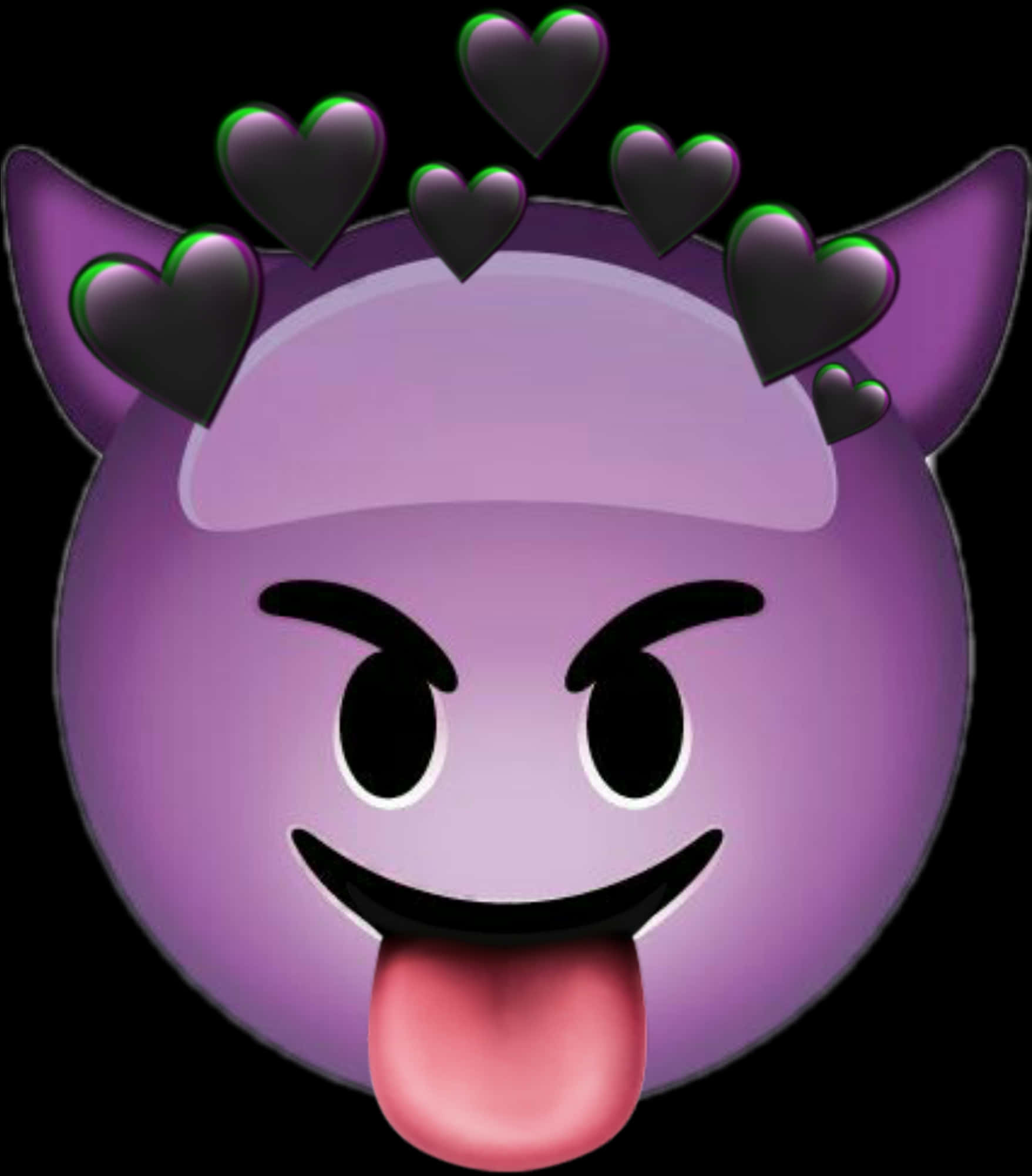A Purple Emoji With Horns And Horns Sticking Out Tongue