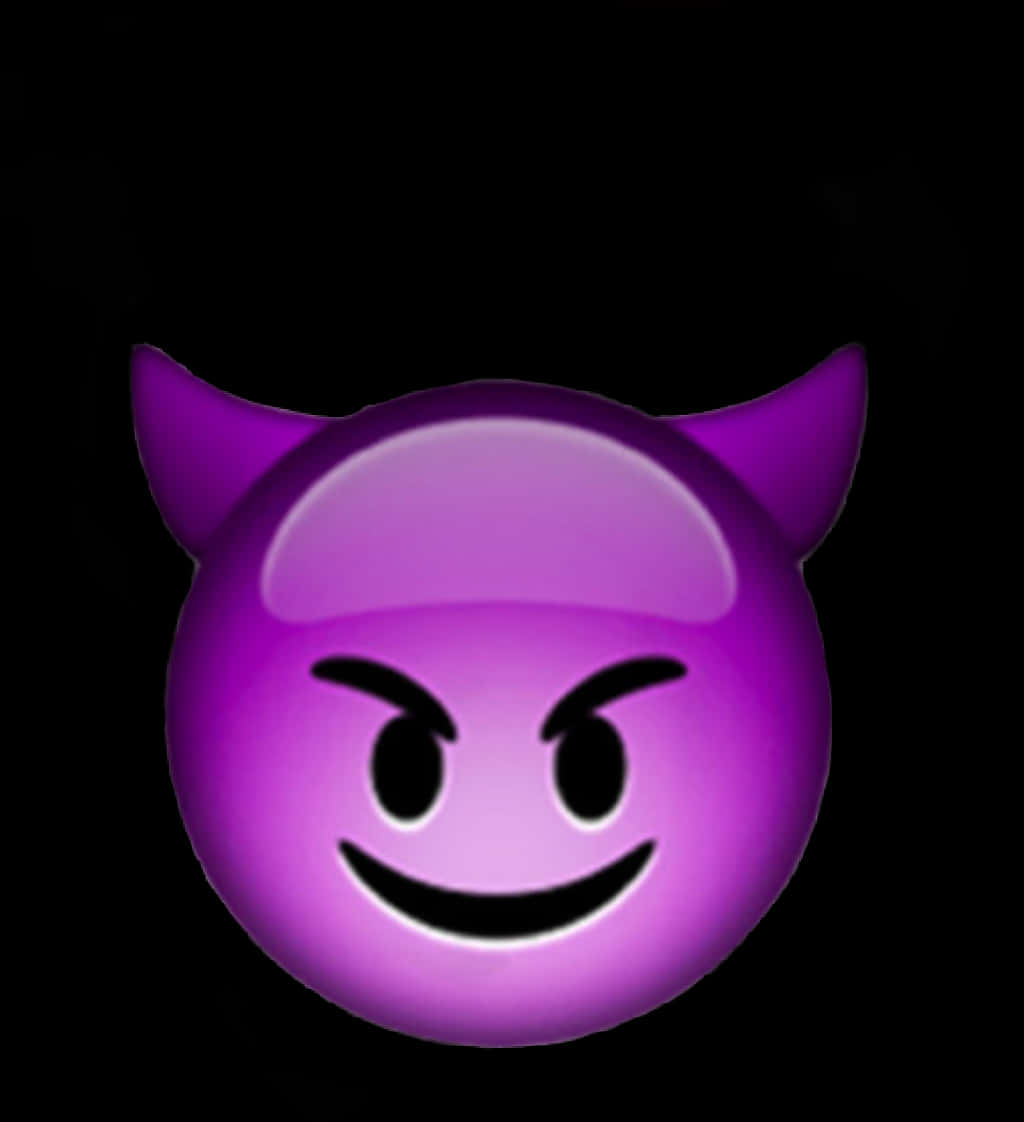 A Purple Emoji With Horns And A Black Background