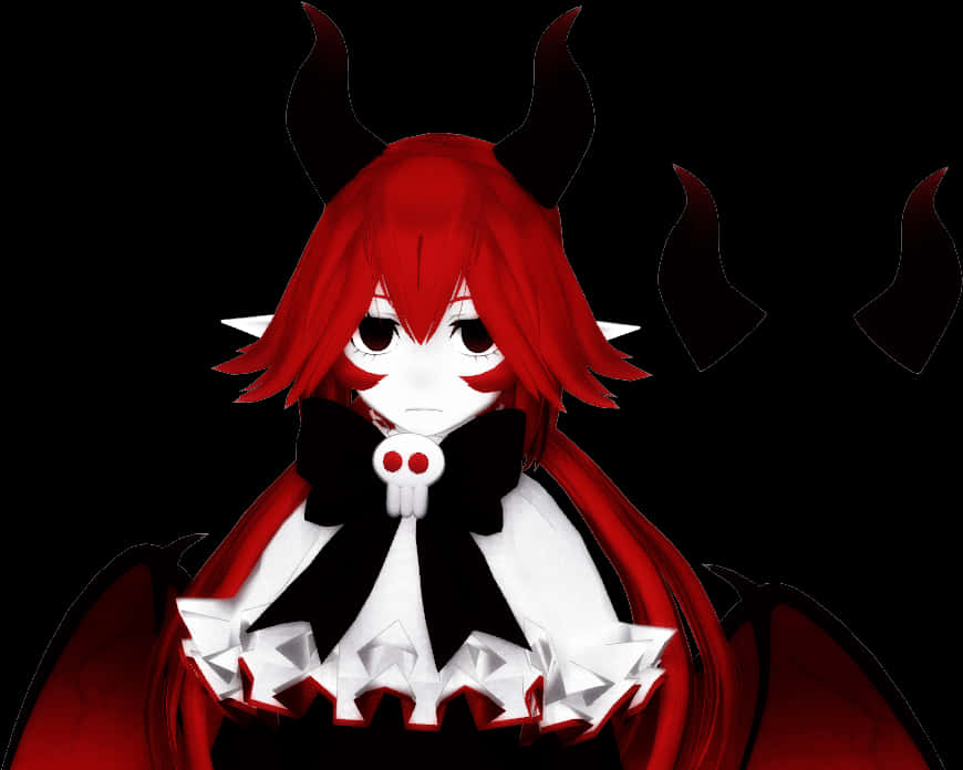 A Cartoon Character With Red Hair And Horns