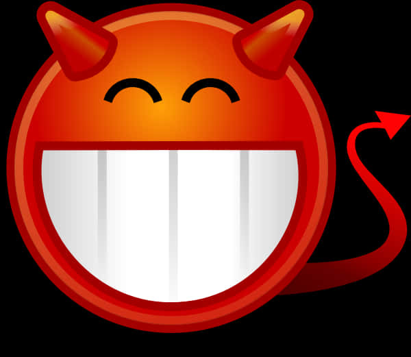 A Red Smiley With Horns And Tail