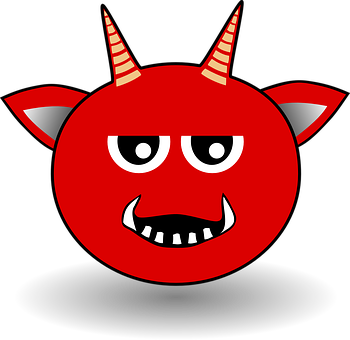 Devil With Horns And Fangs