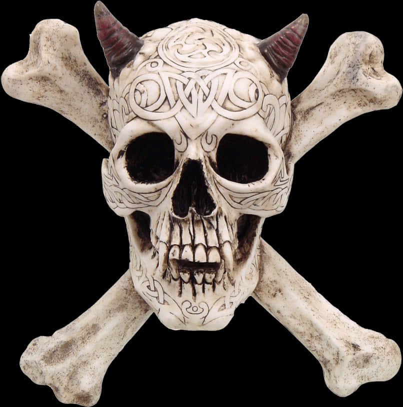 A Skull With Horns And Crossbones