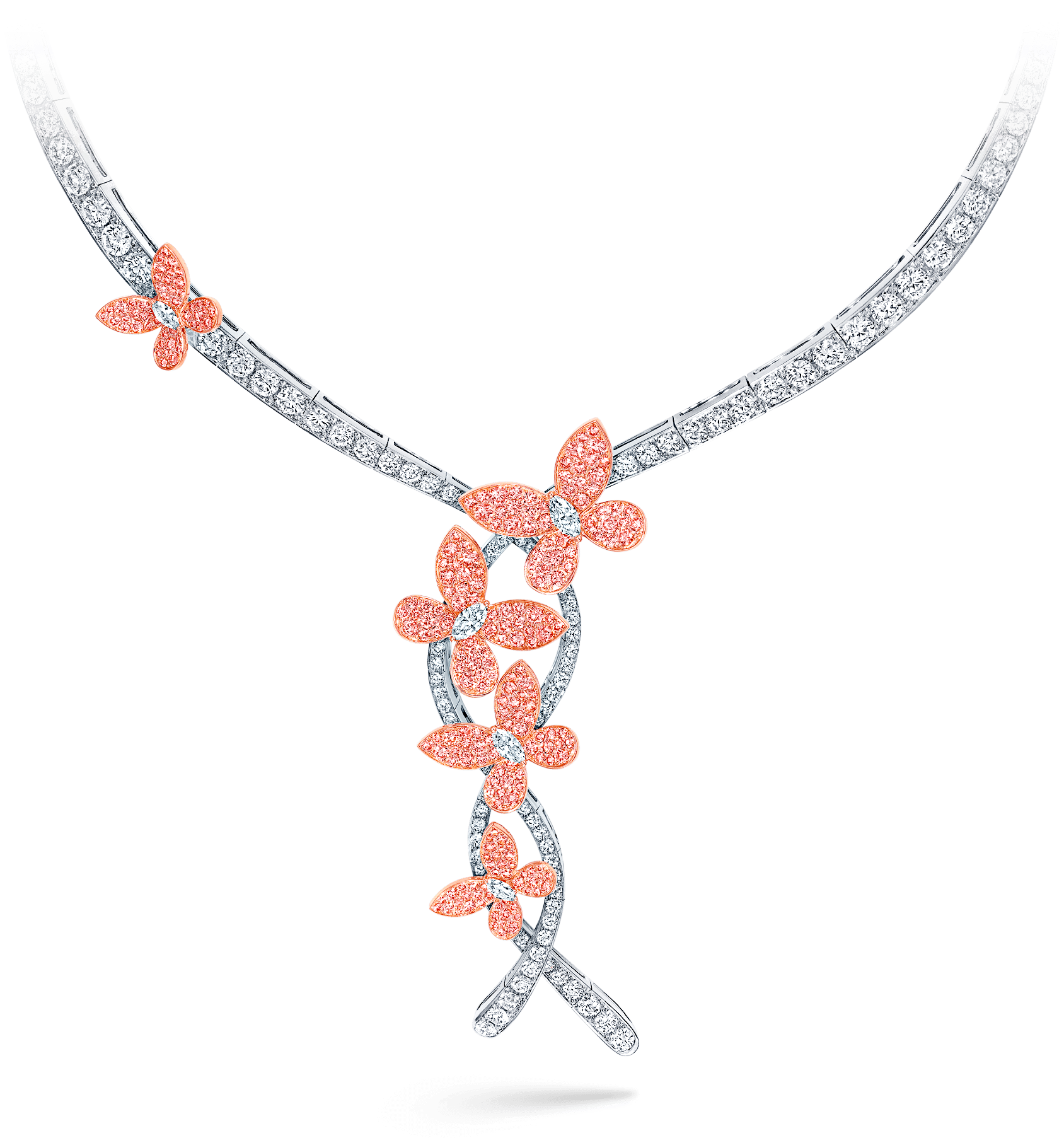 A Necklace With Flowers And Butterflies