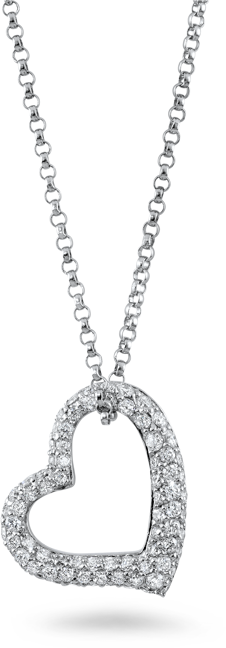 A Silver Necklace With A Diamond Pendant