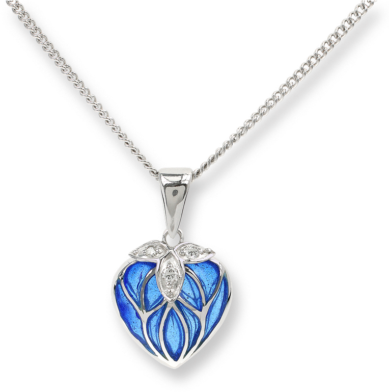 A Blue Heart Pendant On A Chain