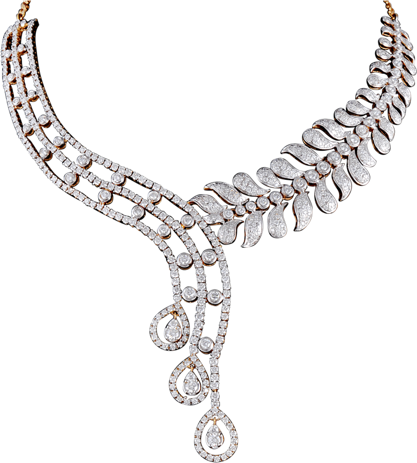 A Diamond Necklace With A Black Background