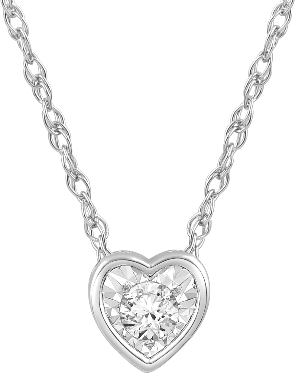 A Silver Necklace With A Diamond In The Shape Of A Heart