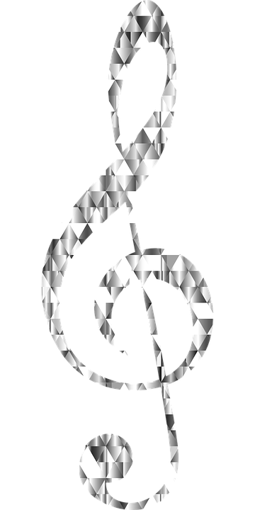 A Silver Treble Clef On A Black Background